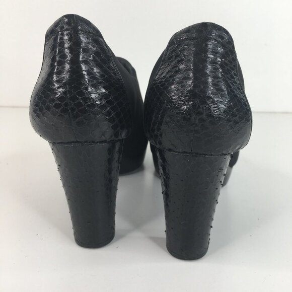 Donald J Pliner Evelyn Snakeskin Leather Platform Black Ankle Booties Size  6M - Picture 6 of 11